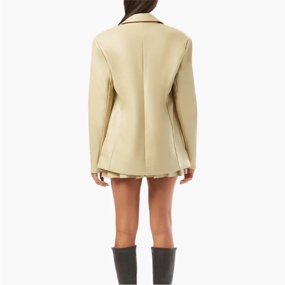 WEWOREWHAT Overaized Women’s Downtown Blazer Vegan Leather SZ M jacket Oat Beige - Picture 11 of 16
